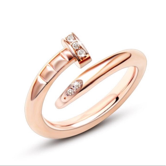 18k Gold Diamond Encrusted Nail Band Ring - Picture 6 of 6